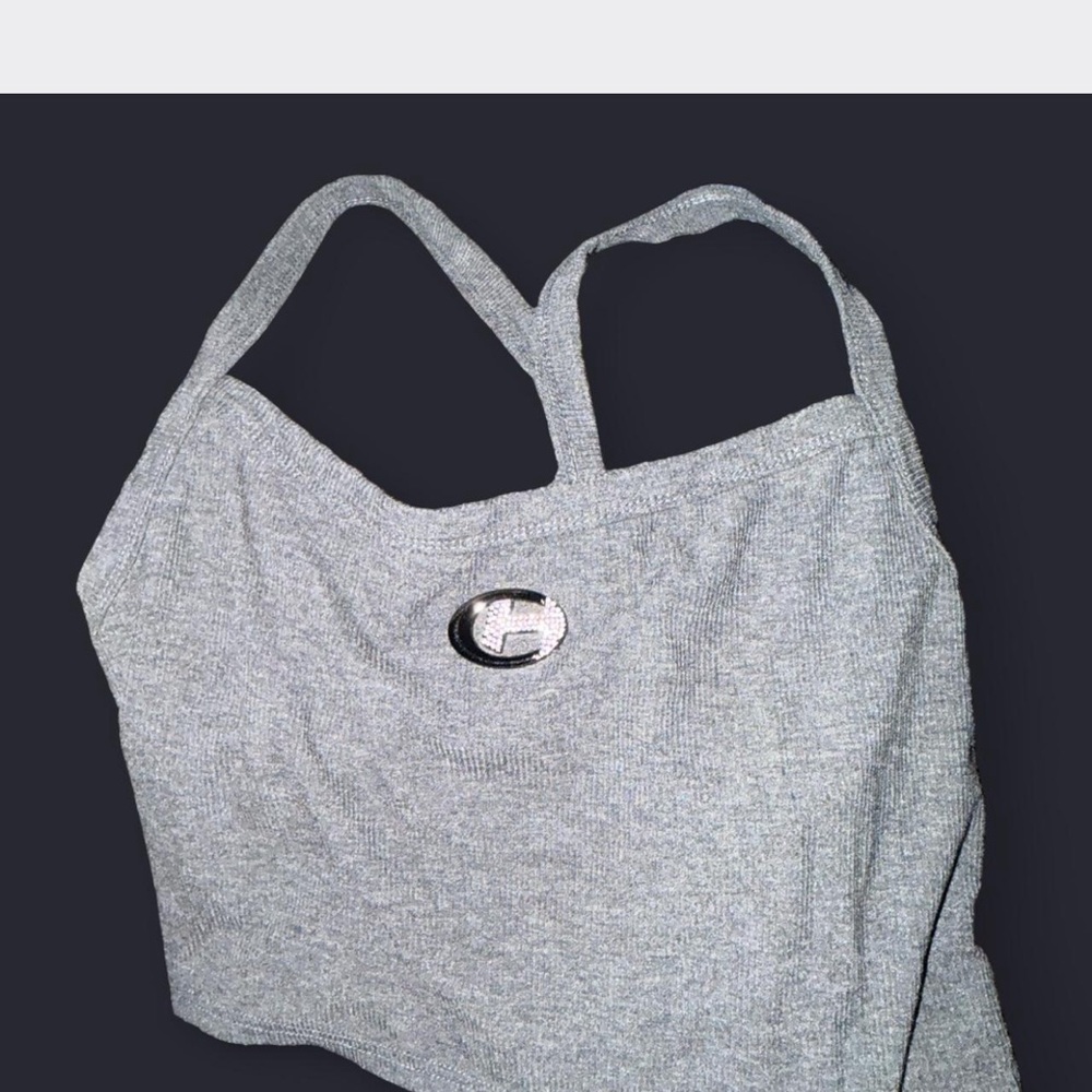Elegant Gray Tank Top with Logo Accent